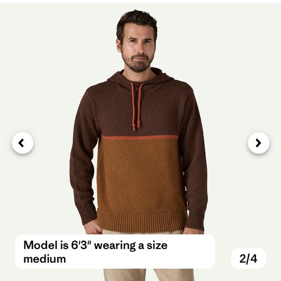 Patagonia Men's Medium Recycled Wool-Blend Sweater Hoody Hoodie Brown NWT - Picture 7 of 10